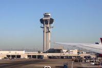 Los Angeles International Airport (LAX) - View of the control tower at LAX as seen from Delta Airlines N832MH as we taxi to RWY 25R for departure to Atlanta. - by Dean Heald