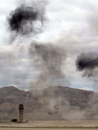 Nellis Afb Airport (LSV) - Nellis AFB ATCT with smoke from mock wargames. Aviation Nation 2007 - by Brad Campbell