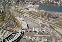 La Guardia Airport (LGA) - Transcript Fake, but 23 planes in line.  No GA planes in line. - by Stephen Amiaga