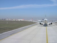 Istanbul Atatürk International Airport, Istanbul Turkey (LTBA) - Number 5 for take off on runway 18R Ataturk Airport Istanbul Turkey - by John J. Boling