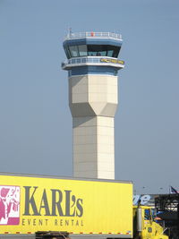 Wittman Regional Airport (OSH) - New FAA Air Traffic Control Tower. Height: 116 feet. Cost: $5.6 million. Officially opened: 15 July 2008. Note: Runway 27 not always visible from tower due to trees 3,000' west. - by Doug Robertson