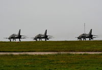 Anglesey Airport (Maes Awyr Môn) or RAF Valley, Anglesey United Kingdom (EGOV) - Three Hawk's on the runway at RAF Valley - by Chris Hall