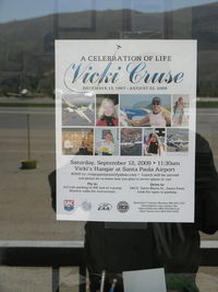 Santa Paula Airport (SZP) - Vicki Cruse Celebration of Life-12 September 2009-SZP Office Posting - by Doug Robertson