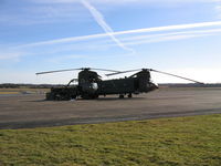 Swansea Airport, Swansea, Wales United Kingdom (EGFH) - RAF Chinook HC.2 gets a new starboard engine - by Roger Winser