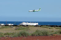 Arrecife Airport (Lanzarote Airport), Arrecife Spain (GCRR) - Aircraft over the threshold of Runway 03 at Arrecife - by Terry Fletcher
