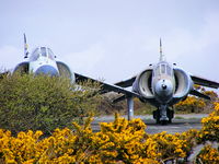 RNAS Predannack - BAe Harrier's at the Royal Naval School of Fire Fighting, Predannack Airfield, Cornwall - by Chris Hall