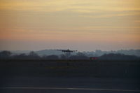 Swansea Airport, Swansea, Wales United Kingdom (EGFH) - Classic DH Venom jet fighter arriving at dusk - by Roger Winser