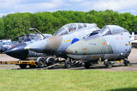 X3BR Airport - from left to right
XN650 De Havilland DH.110 Sea Vixen FAW2
XV165 Hawker Siddeley Buccaneer S2B
XH136 English Electric Canberra PR9
 - by Chris Hall