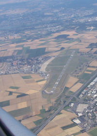 Wiesbaden Army Airfield Airport, Wiesbaden Germany (ETOU) - Wing shot of the Weisbaden Army Airfield from a Fokker 70 towards Amsterdam, The Netherlands - by J.B. Barbour