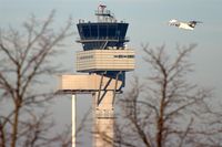 Leipzig/Halle Airport, Leipzig/Halle Germany (EDDP) - Eastwards view of Leipzig Tower, getting passed by LH 2165 to Munich. - by Holger Zengler