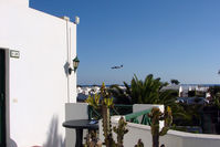 Arrecife Airport (Lanzarote Airport), Arrecife Spain (GCRR) - For enthusiasts looking for accomodation for Lanzarote - the Playa Pocillos Apartments are just
5 minutes walk from the threshold - Room 39 also
has good views of all landing traffic - by Terry Fletcher