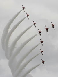 Kemble Airport, Kemble, England United Kingdom (EGBP) - Red Arrow's in Swan formation - by Chris Hall