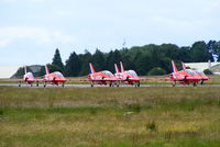 Kemble Airport, Kemble, England United Kingdom (EGBP) - Red Arrows backtracking up the runway after their display at Kemble - by Chris Hall