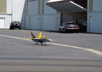 Santa Paula Airport (SZP) - RC JET Kerosene Burner-taxi demo under radio control - by Doug Robertson