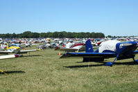 Wittman Regional Airport (OSH) - Just a small section of the Vans RV aircraft parking at 2011 Oshkosh - by Terry Fletcher