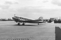 London Heathrow Airport, London, England United Kingdom (EGLL) - An unidentified BEA Douglas C-47 Royal Mail aircraft at Heathrow Airport, London in 1955 taxiing to departure. Similar to the previous image but includes in the background two Vickers Viscounts and an Airspeed Ambassador. - by Harry Longden