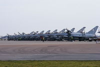 RAF Coningsby Airport, Coningsby, England United Kingdom (EGXC) - Typhoon T.2 and FGR.4's of 29(R)Sqn (OCU) - by Chris Hall