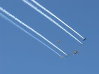 Camarillo Airport (CMA) - Condor Squadron in formation flight and smoke over 08 with N45366 'D-Day Doll' - by Doug Robertson