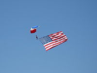 Camarillo Airport (CMA) - Parachute jumper opening Wings Over Camarillo Airshow 2013 with OLD GLORY - by Doug Robertson
