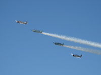 Camarillo Airport (CMA) - Condor Squadron fast echelon pass over Rwy 26 with smoke - by Doug Robertson