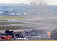 Aberdeen Airport, Aberdeen, Scotland United Kingdom (EGPD) - Fire action in the Training Area at Aberdeen EGPD - by Clive Pattle