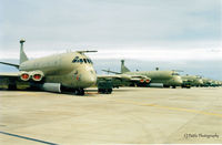 RAF Kinloss - Scanned from print. A line-up of Nimrod MR.2's of KMW RAF Kinloss pictured at nearby RAF Lossiemouth EGQS whilst temp detached due to runway repairs at the former - by Clive Pattle