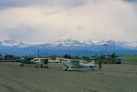 Bryant Field Airport (O57) - Chief N3368E and N2371P at beautiful Bridgeport in 1989. Lovely town is a very short walk. You have an alpine type mountains  to the west and a desert view to the SW. Amazing country! - by S B J