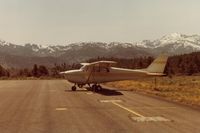 Alpine County Airport (M45) - N8059X on the ramp at Alpine Co airport in Calif around 1981 with view to the south.The beautiful snow capped Sierra Nevada mountains are in the background. - by S B J