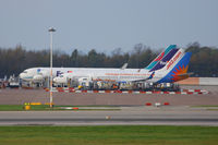 Manchester Airport, Manchester, England United Kingdom (EGCC) - Boeings parked on the remote stands at Manchester - by Chris Hall