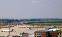 Leipzig/Halle Airport, Leipzig/Halle Germany (EDDP) - View over apron 1 west and to new engine test bench in construction... - by Holger Zengler