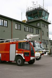Evreux Fauville Airport, Evreux France (LFOE) - Fire Truck in front of control tower, Evreux-Fauville Air Base (LFOE) - by Yves-Q