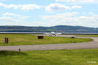 Dundee Airport, Dundee, Scotland United Kingdom (EGPN) - Hold for runway 27 at Dundee Riverside EGPN for departing PA-28 G-SUEB. - by Clive Pattle