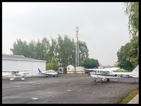 Suarlee Airport, Namur Belgium (EBNM) - EBNM tarmac apron located east of the field close to the maintenance hangar & the briefing office. Up to 6 light aircraft could be acommodated with tie-downs available if needed!  - by DOM :-) 