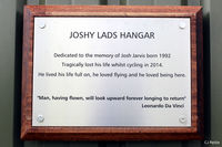 X5ES Airport - Commemorative plaque of the new hangar at Eshott X5ES dedicated to Joshy Lads. - by Clive Pattle