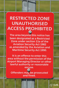 Edinburgh Airport, Edinburgh, Scotland United Kingdom (EGPH) - Airfield security signage at Edinburgh Airport EGPH - You have been warned ! - by Clive Pattle
