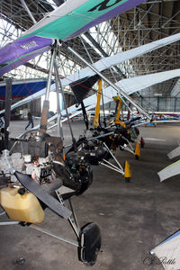 Perth Airport (Scotland), Perth, Scotland United Kingdom (EGPT) - A clump of microlights hangared at Perth (Scone) EGPT - note the WWII built trellis construction of the hangar roof. - by Clive Pattle