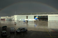 Düsseldorf International Airport, Düsseldorf Germany (EDDL) - Suddenly a rainbow appears over DUS.... - by Holger Zengler