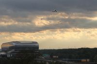 Frankfurt International Airport, Frankfurt am Main Germany (EDDF) - View from a window at MEININGERs on inbound traffic for northern runway and on Frankfurt Airport railway station building... - by Holger Zengler
