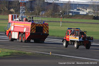 Wolverhampton Airport, Wolverhampton, England United Kingdom (EGBO) - Staverton's fire and rescue team going on an exercise - by Chris Hall