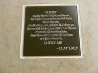 Camarillo Airport (CMA) - Clay Lacy Tribute Plaque at CMA Aircraft View Park, Clay is retired United Airlines pilot with Jet FBOs at KVNY & KBFI. Owns a Douglas DC-3C in UA period livery among others and has over 50,000 flight hours! - by Doug Robertson