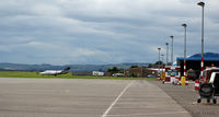 Dundee Airport, Dundee, Scotland United Kingdom (EGPN) - Main apron view looking west at Dundee Riverside airport EGPN. A visiting BJ400A OK-PPP is parked up. - by Clive Pattle