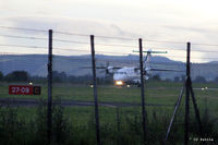 Dundee Airport, Dundee, Scotland United Kingdom (EGPN) - Through the fence shot in the failing light at Dundee EGPN - Dornier Do328-100 G-BYHG back tracks to the terminal. - by Clive Pattle