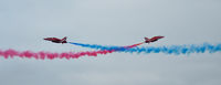 RAF Cosford - Cosford airshow Red Arrows display - by Roverscal