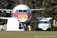 Kemble Airport, Kemble, England United Kingdom (EGBP) -  ex B-2332 China Eastern Airlines A319 and G-ISLI Blue Islands ATR 72 in the scrapping area at Kemble - by Chris Hall