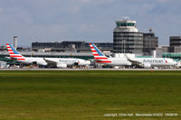 Manchester Airport, Manchester, England United Kingdom (EGCC) - American Airlines Boeing 767 and Airbus A330 on T3 at Manchester - by Chris Hall