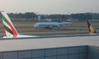 Singapore Changi Airport, Changi Singapore (WSSS) - Airbus A380 arriving at Changi Airport - by Bob Simmermon