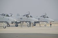 Boise Air Terminal/gowen Fld Airport (BOI) - Three A-10s from the 190th Fighter Sq., Idaho ANG  on the de arm ramp from pre flight checks. Smoke filled day required IFR landings & departures. - by Gerald Howard