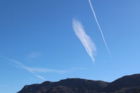 Santa Paula Airport (SZP) - Jet contrails over South Mountain of passenger jets enroute south-east bound to KLAX, Los Angeles International Airport - by Doug Robertson