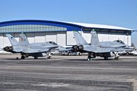 Boise Air Terminal/gowen Fld Airport (BOI) - Two F/A-18Cs parked on the north GA ramp. - by Gerald Howard