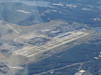 Raleigh-durham International Airport (RDU) - On an ANgel Flight from Suffolk, Virginia to Monroe, NC. Taken from 8,000 feet MSL. - by Jim Monroe